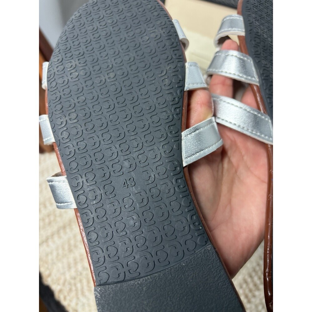 Sam Edelman Bay Slide Sandals Metallic Silver Leaf Leather Shiny EU43 - Picture 5 of 5